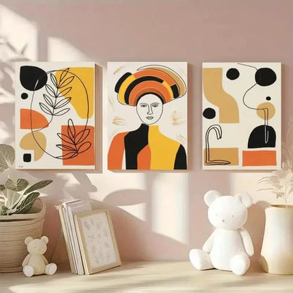 3pcs Portrait Style with Bold Colors Wall Art Set Canvas Unframed - High Quality Print 100% Australian Made Wall Canvas