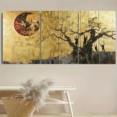 3pcs Golds Hunter St Wall Art Set Canvas Unframed - High Quality Print 100% Australian Made Wall Canvas - Bella Home Decor