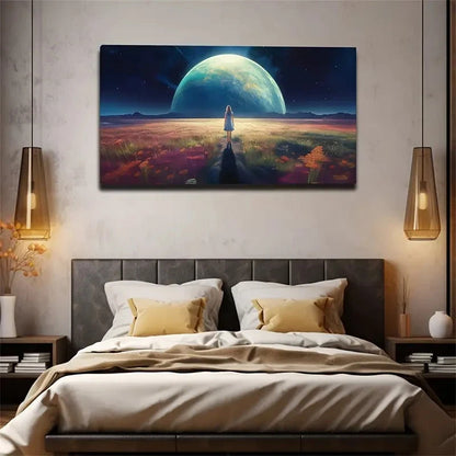 Shocking Moon Standing Little Wall Art Canvas Office Home Room Framed 120x60cm