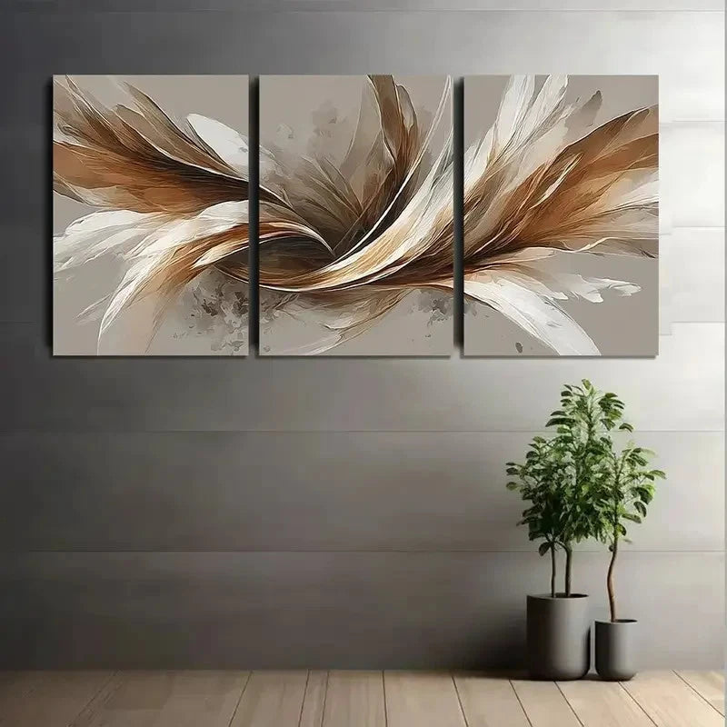 3pcs Abstract Flowing Design Digital Art Prints Metal Print Ready to Hang Art - Bella Home Decor