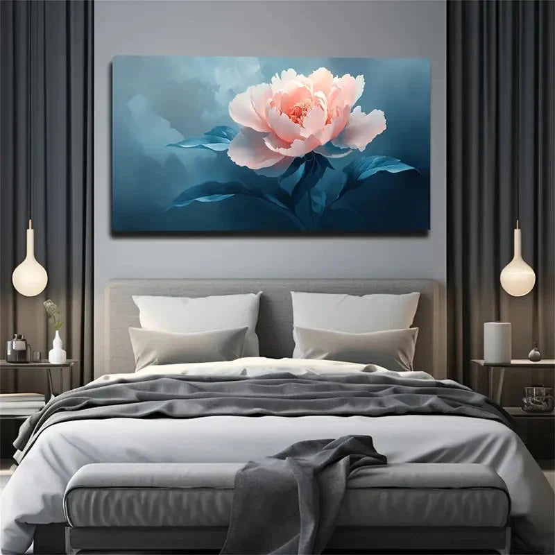 Peony Flower In Bloom Modern Wall Art Canvas Office Home Room Framed 120x60cm