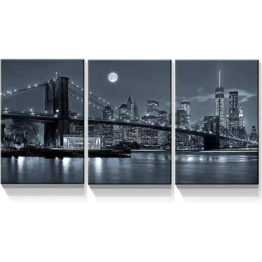 3pcs Modern New York Prints Cityscape Metal Print Ready to Hang Art