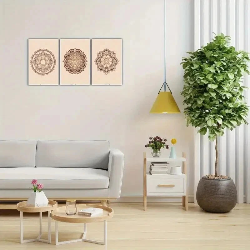 3pcs Expression Geometric Pattern Decorative Metal Print Ready to Hang Art