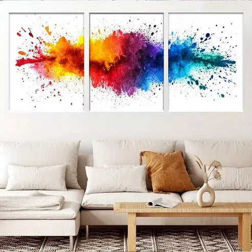 3pcs Modern Vibrant Color Explosion Wall Art Canvas Unframed - High Quality Print 100% Australian Made Wall Canvas