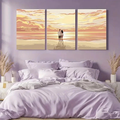 3pcs Sunset Beach Canvas Summer Autumn Wall Art Set Canvas Framed 40x60cm - High Quality Print 100% Australian Made Wall Canvas Ready to Hang - Bella Home Decor