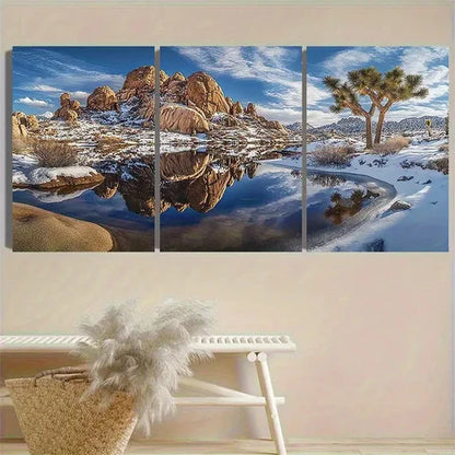 3pcs Winter Desert Oasis Wall Art Canvas Unframed - High Quality Print 100% Australian Made Wall Canvas - Bella Home Decor