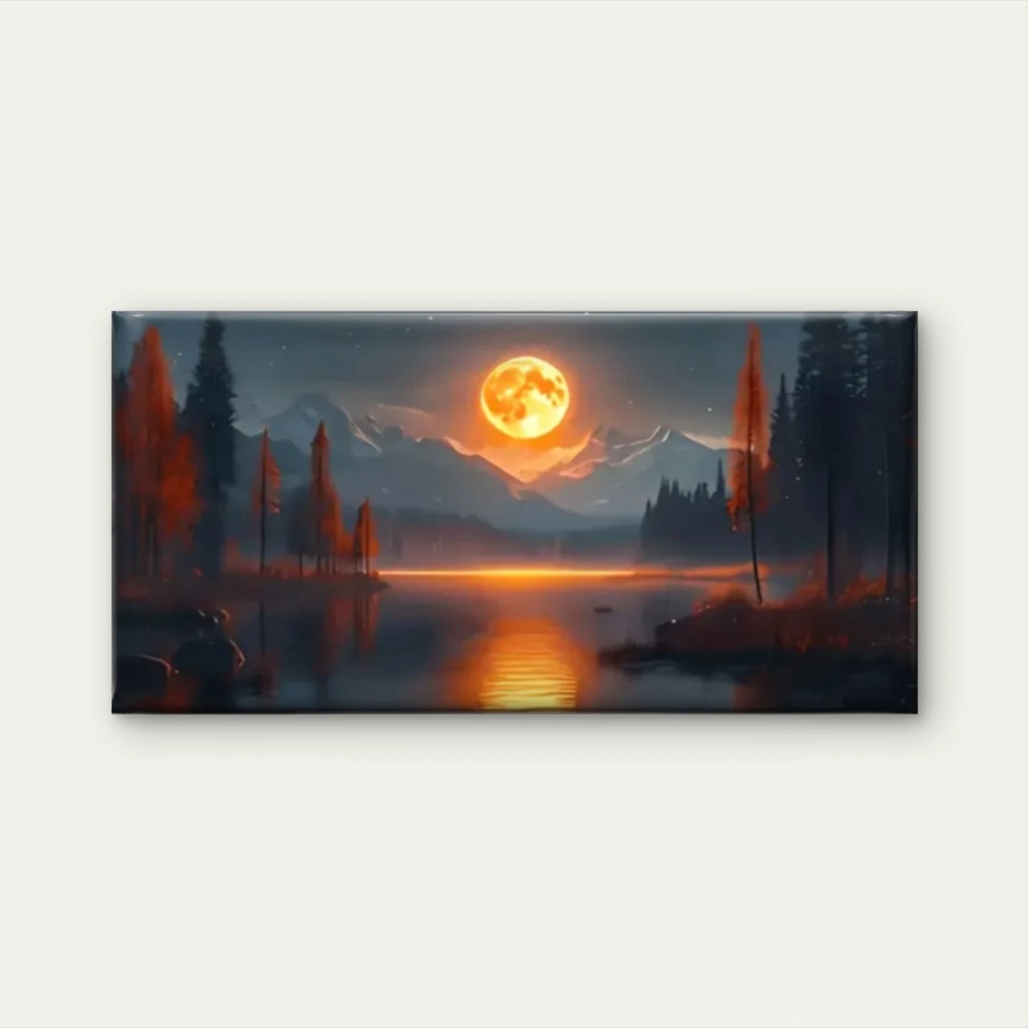Moon Lake Mountains Wall Art Canvas Office Home Room Framed 120x60cm