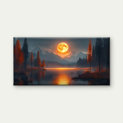 Moon Lake Mountains Wall Art Canvas Office Home Room Framed 120x60cm