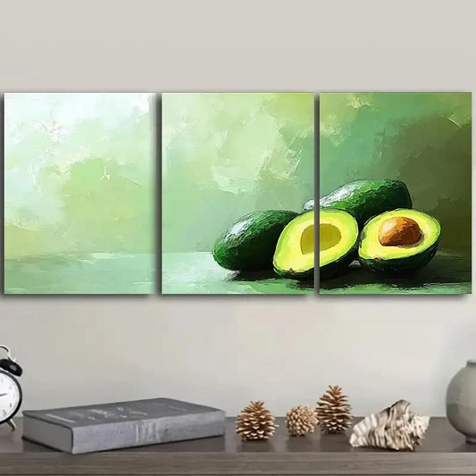 3pcs Illustration of avocado Metal Print Ready to Hang Art