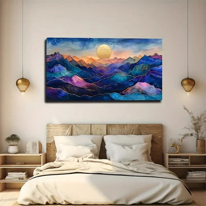 Golden Lines Decorative Wall Art Canvas Office Home Room Framed 120x60cm