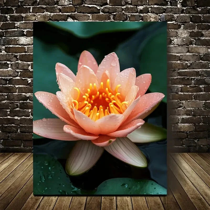Beautiful Vibrant Pink Lily with Yellow Stamens 40x60cm Metal Print Ready to Hang - Bella Home Decor