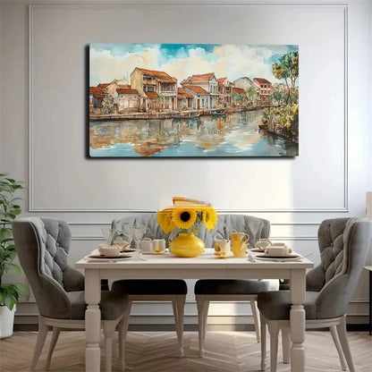 Serene River Scene Nordic Wall Art Canvas Office Home Room Framed 120x60cm - Bella Home Decor