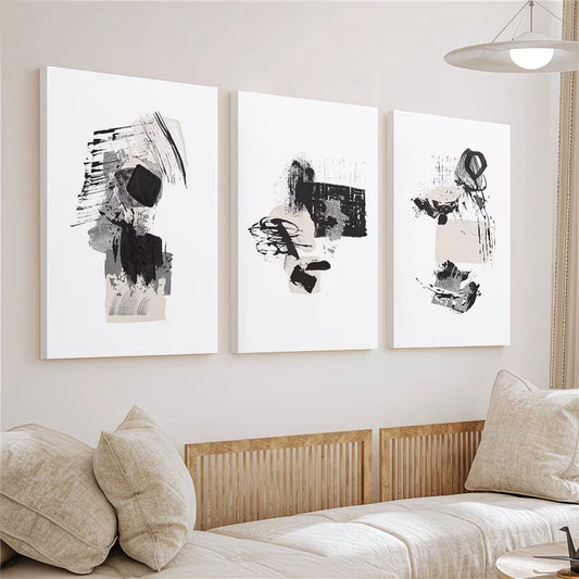 3pcs Beige and Grey Minimalist Abstract Wall Art Set Canvas Framed 60x90cm - High Quality Print 100% Australian Made Wall Canvas Ready to Hang - Bella Home Decor