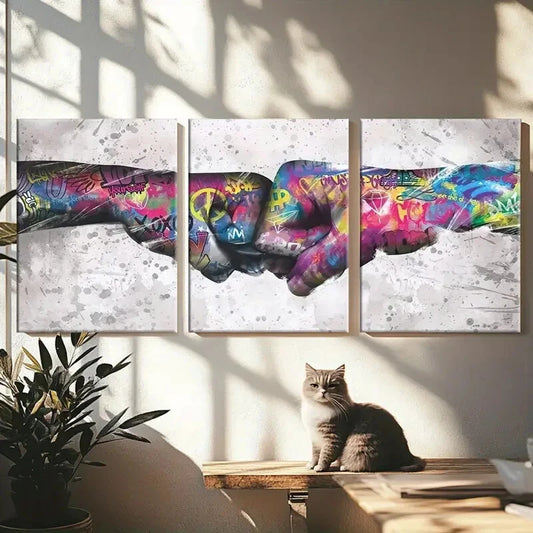 3pcs Graffiti Fist Poster Metal Print Ready to Hang Art