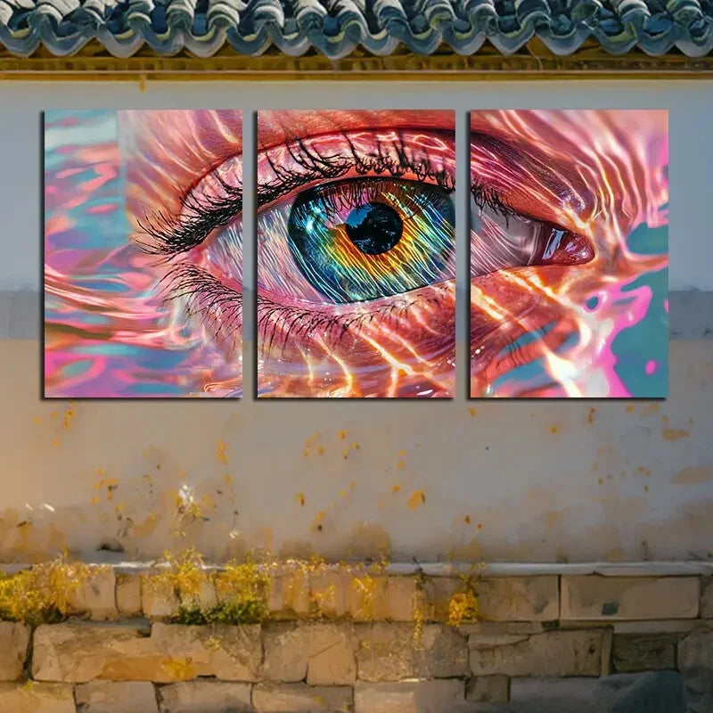 3pcs Beautiful Vibrant Eyes Glimpsing Metal Print Ready to Hang Art - Bella Home Decor