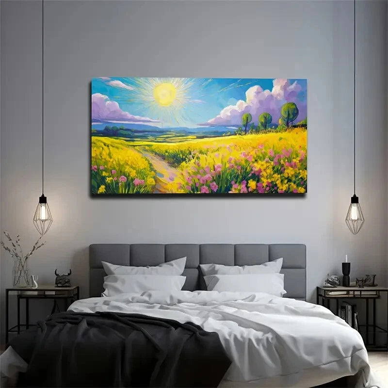 Vibrant Sun Soaring Sky Modern Wall Art Canvas Office Home Room Framed 120x60cm - Bella Home Decor