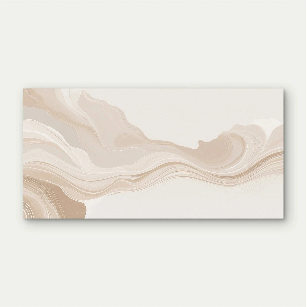 Neutral Beige Abstract Fluid Wave Wall Art Canvas Office Home Framed 120x60cm