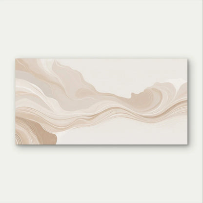 Neutral Beige Abstract Fluid Wave Wall Art Canvas Office Home Framed 120x60cm