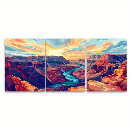 3pcs Grand Canyon Arizona Landscape Wall Art Set Canvas Framed 50x70cm - High Quality Print 100% Australian Made Wall Canvas Ready to Hang