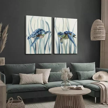 2pcs Showcasing Marine Life, Natural Flora, Stylish Aesthetics Canvas Framed 50x75cm - High Quality Print 100% Australian Made Wall Canvas Ready to Hang - Bella Home Decor