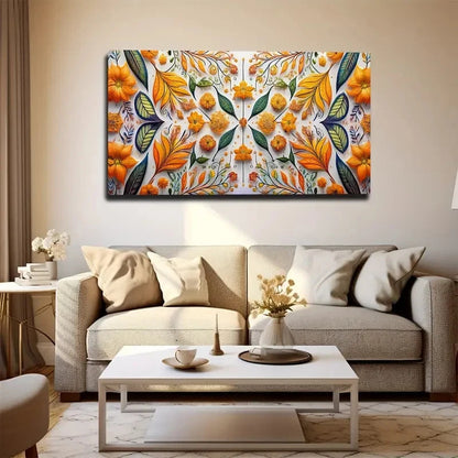 Vibrant Floral Mandala Design Wall Art Canvas Office Home Room Framed 120x60cm