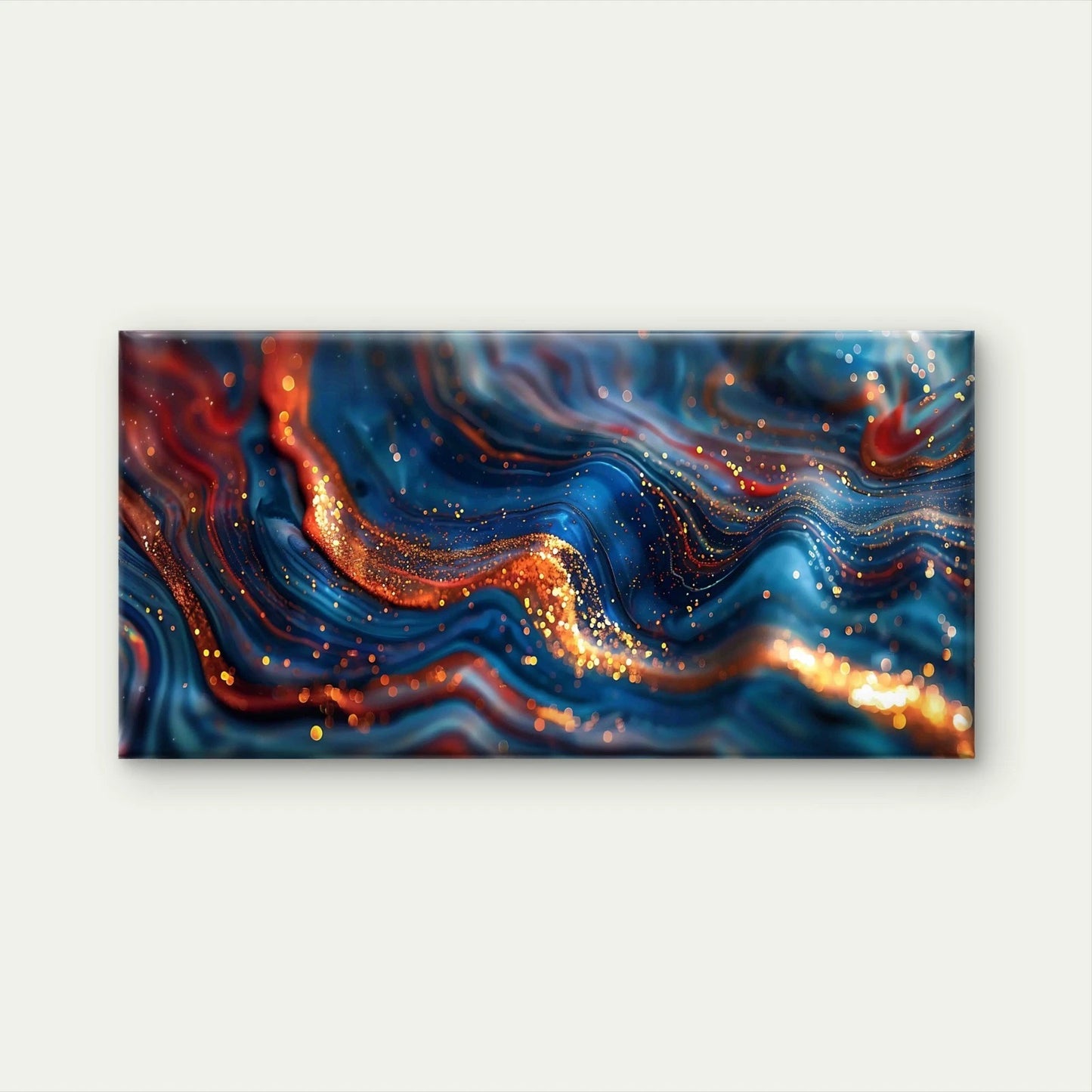 Marble Ink Waves With Gold Glit Wall Art Canvas Office Home Room Framed 120x60cm - Bella Home Decor