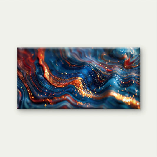 Marble Ink Waves With Gold Glit Wall Art Canvas Office Home Room Framed 120x60cm