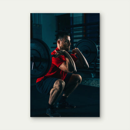 Man Barbell Squat Workout 5mm thick Plastic Poster Ready to Hang 90x60cm