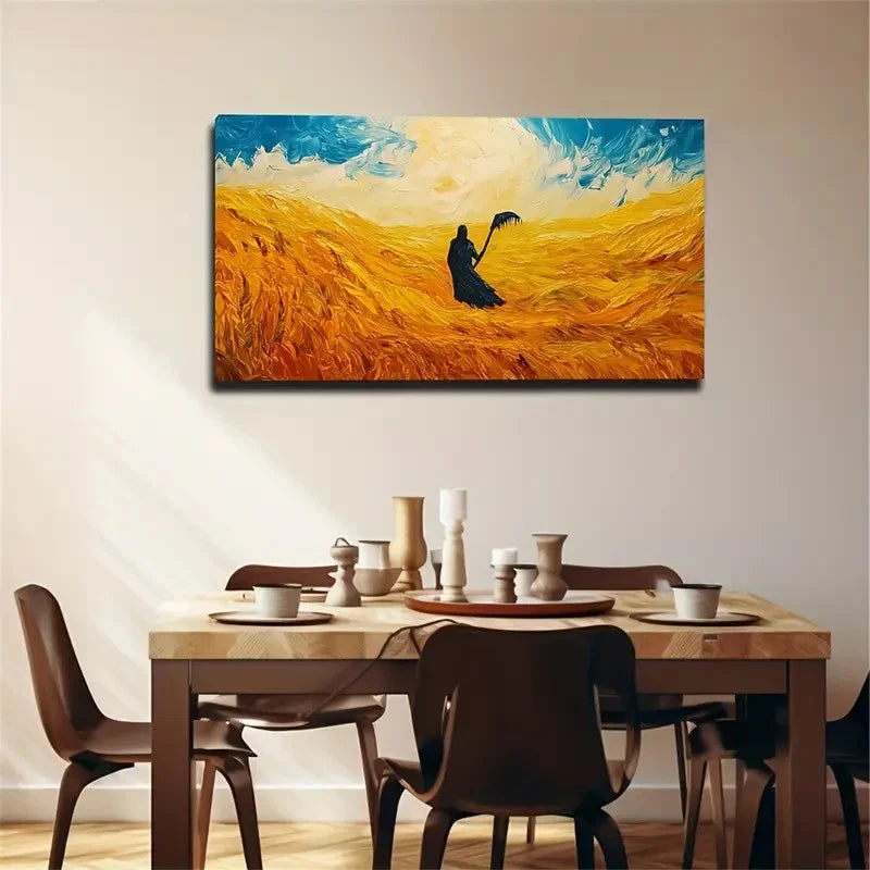 Person In A Wheat Field Spaces Wall Art Canvas Office Home Room Framed 120x60cm