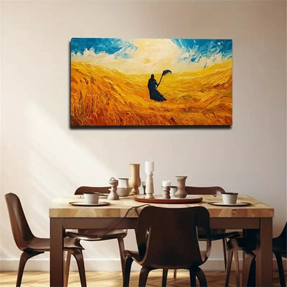 Person In A Wheat Field Spaces Wall Art Canvas Office Home Room Framed 120x60cm
