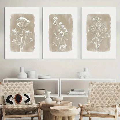 3pcs Boho Botanical Wall Decor Painting Metal Print Ready to Hang Art - Bella Home Decor