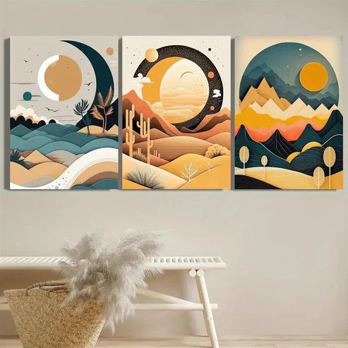 3pcs Teal Black White Gray Palette Wall Art Canvas - High Quality Print 100% Australian Made Wall Canvas