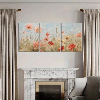 3pcs Abstract Floral Art Soft Pastel Colors Metal Print Ready to Hang Art - Bella Home Decor