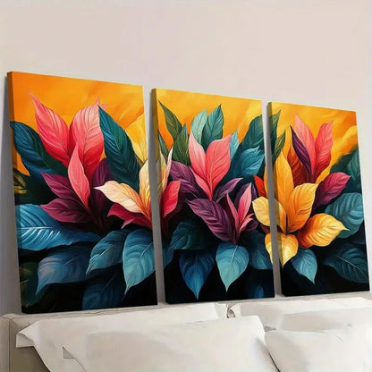 3pcs Colorful Floral Design for Home HF   Wall Art Canvas Wall Art Set Canvas Framed 40x60cm - High Quality Print 100% Australian Made Wall Canvas Ready to Hang - Bella Home Decor