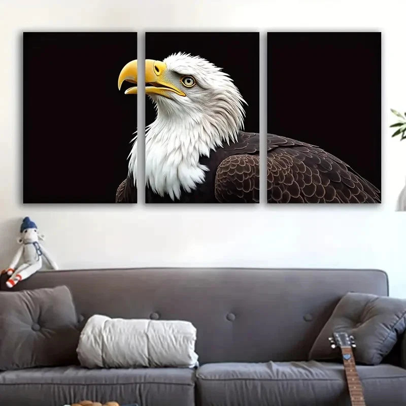 3pcs Bald Eagle in Flight Scenic Art Print Wall Art Set Canvas Framed 40x60cm - High Quality Print 100% Australian Made Wall Canvas Ready to Hang - Bella Home Decor