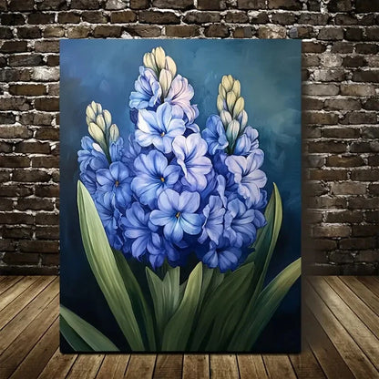Vibrant Blue Hyacinth Flowers with Dark Background 40x60cm Metal Print Ready to Hang - Bella Home Decor