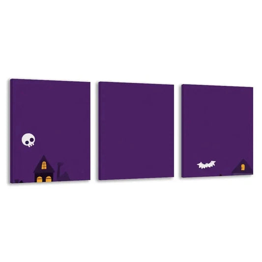 3pcs A Spooky Night In A Graveyard Wall Art Set Canvas Framed 40x60cm - High Quality Print 100% Australian Made Wall Canvas Ready to Hang