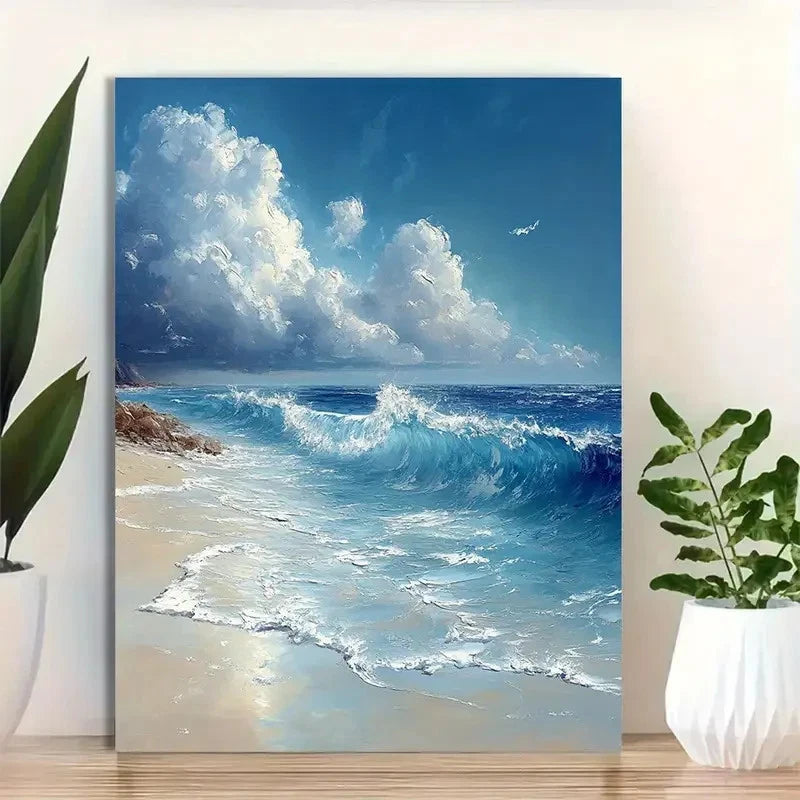 Beautiful Deep Blue Ocean Cloudy Skies 40x60cm Metal Print Ready to Hang