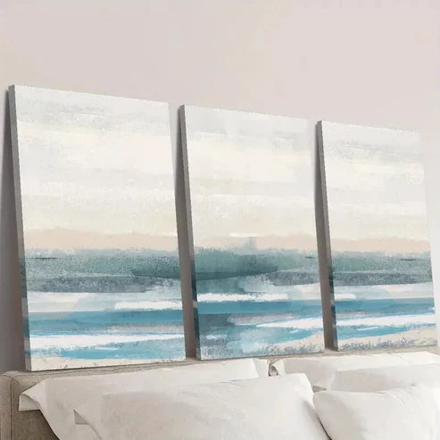 3pcs Abstract Watercolor Blue Ocean Wall Art Set Canvas Unframed - High Quality Print 100% Australian Made Wall Canvas