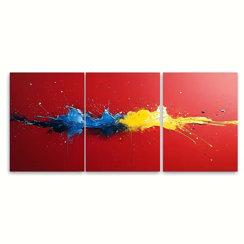3pcs Abstract Splatter Print Metal Print Ready to Hang Art - Bella Home Decor