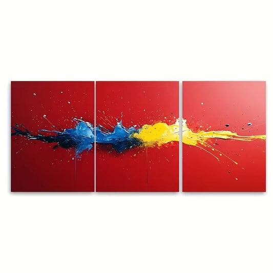 3pcs Abstract Splatter Print Metal Print Ready to Hang Art