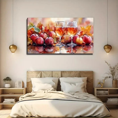 Champagne And Fruit Red Wall Art Canvas Office Home Room Framed 120x60cm