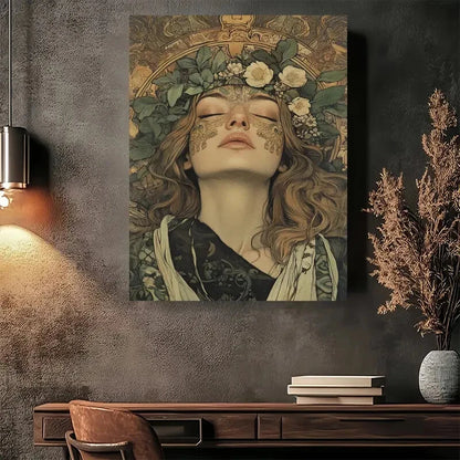 Beautiful Nouveau Woman Modern Vintage Painting 40x60cm Metal Print Ready to Hang - Bella Home Decor