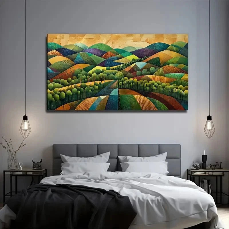 Vibrant Autumn Forest Scene Wall Art Canvas Office Home Room Framed 120x60cm