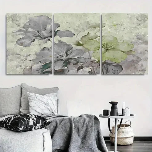 3pcs Serene Abstract Watercolor Floral Wall Art Canvas Unframed - High Quality Print 100% Australian Made Wall Canvas