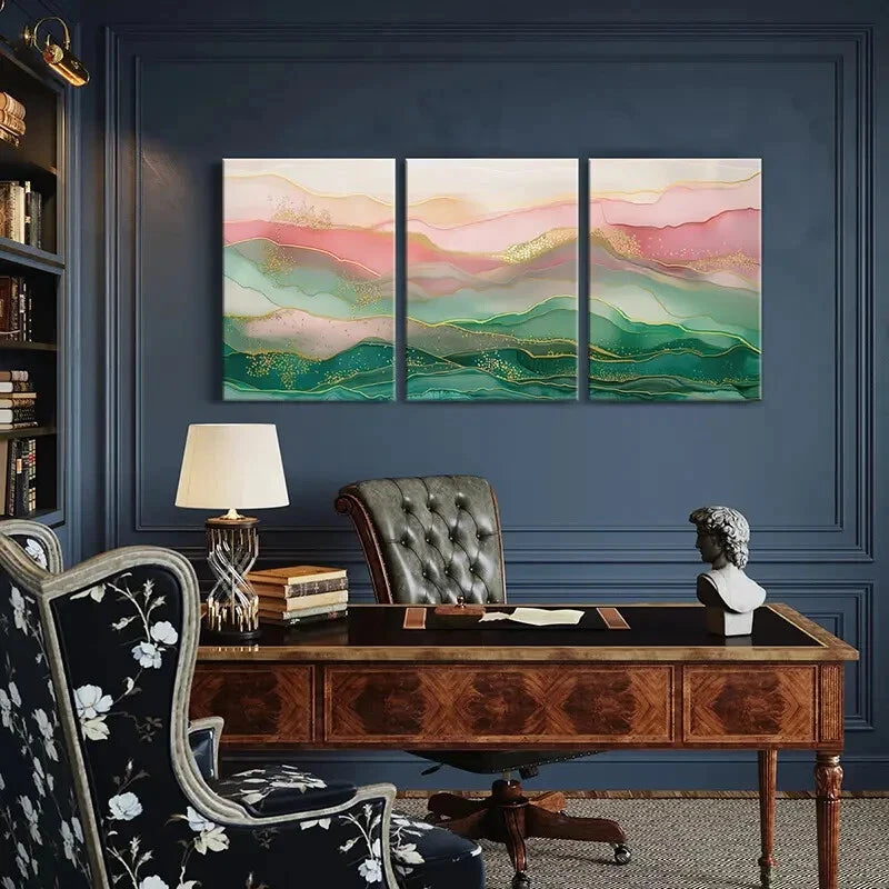 3pcs Abstract Landscape Art Elegant Wall Art Metal Print Ready to Hang Art - Bella Home Decor