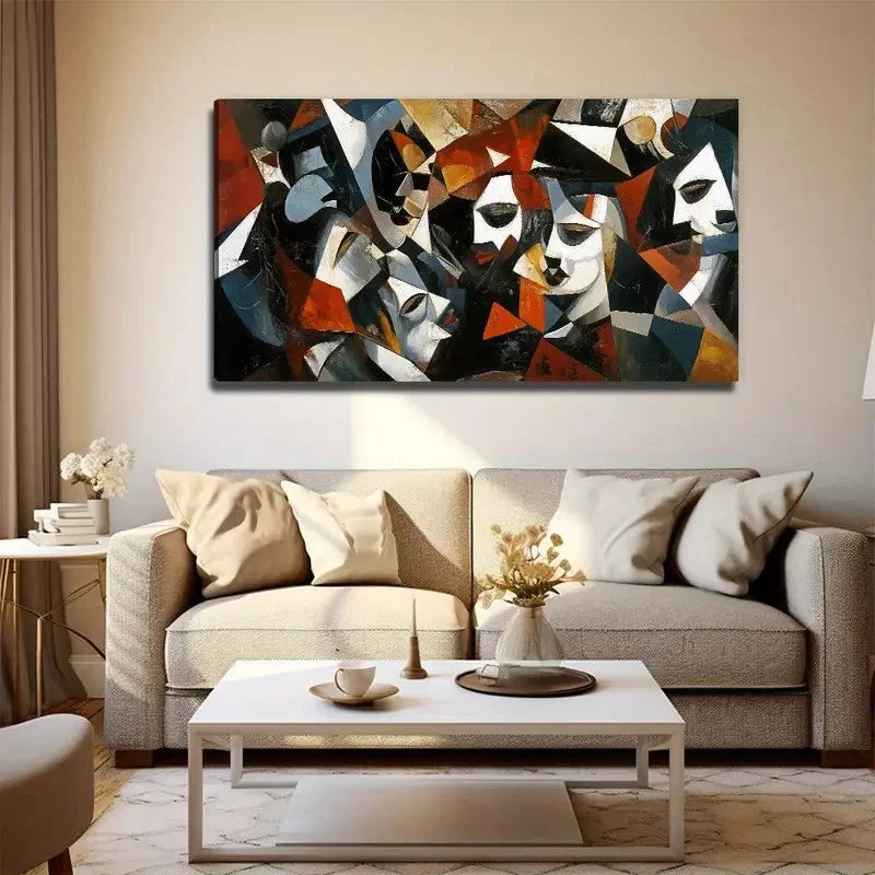 Abstract Human Face Suitable Wall Art Canvas Office Home Room Framed 120x60cm