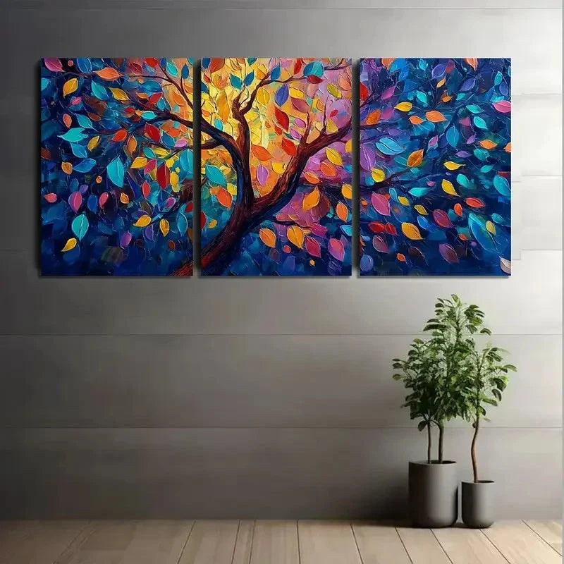 3pcs Abstract Tree Artwork Wall Painting Metal Print Ready to Hang Art - Bella Home Decor