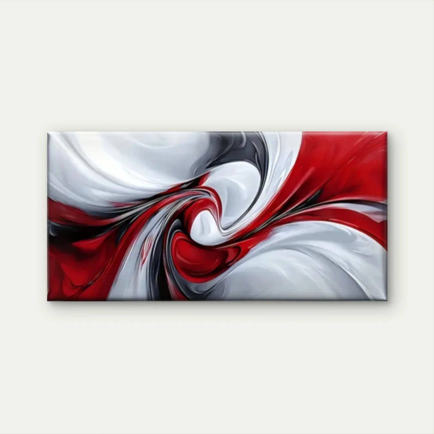 Red & White Swirls Abstract Wall Art Canvas Office Home Room Framed 120x60cm