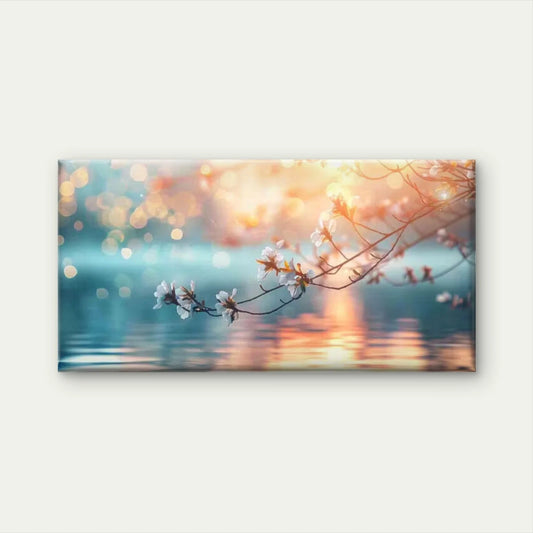 Morning’s Golden Reflection Wall Art Canvas Office Home Room Framed 120x60cm